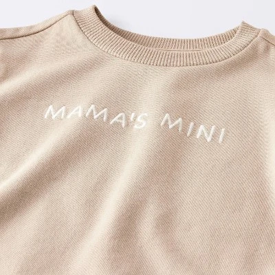 Baby Boys' 2pc Mama's Mini Embroidered Sweatshirt Set - Cloud Island™ Tan 2 Baby Boys' 2pc Mama's Mini Embroidered Sweatshirt Set - Cloud Island™ Tan - Image 2