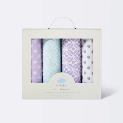 Flannel Baby Blankets Pretty In Purple 4pk - Cloud Island™ Purple 2 Flannel Baby Blankets Pretty In Purple 4pk - Cloud Island™ Purple - Image 2