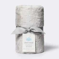 Solid Satin Edge Plush Blanket - Cloud Island™ Gray -Little Luxe Store GUEST ef58fef4 d999 41d3 8f90 c10a880399a3