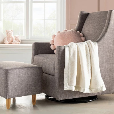 Solid Satin Edge Plush Baby Blanket - Cream - Cloud Island™ 1 Solid Satin Edge Plush Baby Blanket - Cream - Cloud Island™