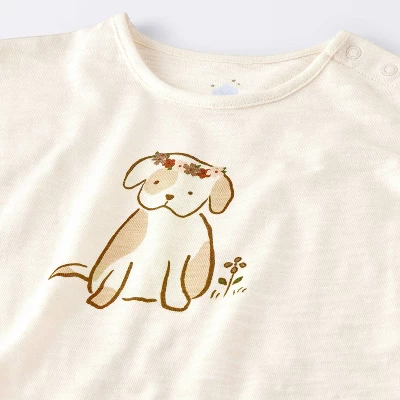 Baby Girls' 2pc Dog Floral Leggings Set - Cloud Island™ Cream 2 Baby Girls' 2pc Dog Floral Leggings Set - Cloud Island™ Cream - Image 2