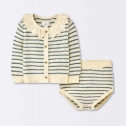 Baby Girls' 2pc Striped Peter Pan Collared Sweater Set - Cloud Island™ Blue -Little Luxe Store GUEST f31252cd 7672 45de ac91 e0463ad826c4