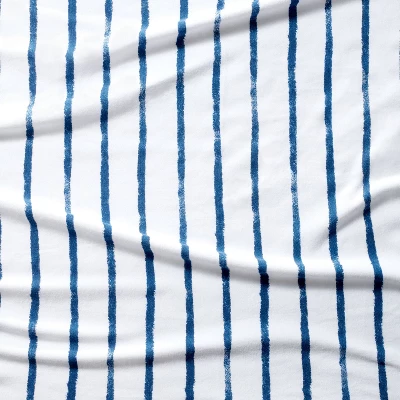 Polyester Rayon Fitted Crib Sheet - Navy Blue Vertical Stripe - Cloud Island™ 2 Polyester Rayon Fitted Crib Sheet - Navy Blue Vertical Stripe - Cloud Island™ - Image 2
