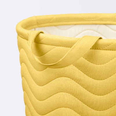 Quilted Fabric Large Round Storage Basket - Yellow - Cloud Island™ 2 Quilted Fabric Large Round Storage Basket - Yellow - Cloud Island™ - Image 2
