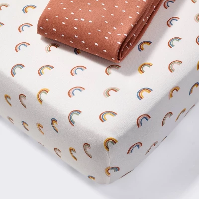 Fitted Jersey Crib Sheet - Rainbows - 2pk - Cloud Island™ 4 Fitted Jersey Crib Sheet - Rainbows - 2pk - Cloud Island™ - Image 4