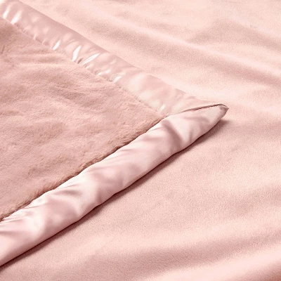 Solid Satin Edge Plush Baby Blanket - Pink - Cloud Island™ 2 Solid Satin Edge Plush Baby Blanket - Pink - Cloud Island™ - Image 2