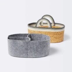 Braided Water Hyacinth Decorative Container With Coiled Rope Handles - Gray - Cloud Island™ 6 Braided Water Hyacinth Decorative Container With Coiled Rope Handles - Gray - Cloud Island™ -Little Luxe Store GUEST fc794c5a a9d8 451f 886e 850875b4c360