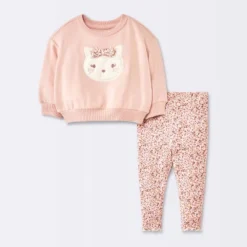 Baby Girls' 2pc Cat Applique Sweatshirt & Leggings Set - Cloud Island™ Pink -Little Luxe Store GUEST fd43fdf0 9e93 4813 ac20 f36750190814