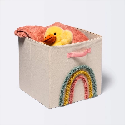 Tufted Canvas 13"x13" Storage Cube - Cloud Island™ Rainbow 2 Tufted Canvas 13"x13" Storage Cube - Cloud Island™ Rainbow - Image 2
