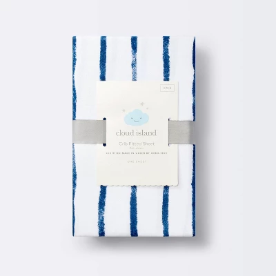 Polyester Rayon Fitted Crib Sheet - Navy Blue Vertical Stripe - Cloud Island™ 3 Polyester Rayon Fitted Crib Sheet - Navy Blue Vertical Stripe - Cloud Island™ - Image 3